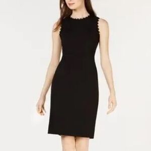 NWT Ann Taylor Black Scalloped Neck Sheath Dress Size 4